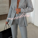 Business Elegance Button Long Sleeve Pocket Pleated Hem Lapel Blazer