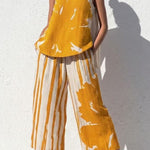 Abstract Brushstroke Sleeveless Tunic & Cropped Pant Set