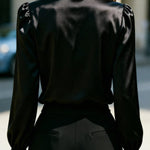 Solid Color Satin Lace Patchwork Casual Long-sleeved Shirt