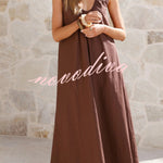 Solid Color Loose Sleeveless Casual Vacation Maxi Dress