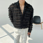 Tassel Striped Hollow Loose Shirt