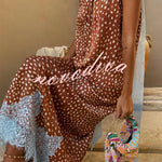 Stunning Fawn Print Contrast Color Satin Lace Trim Mid Rise Maxi Skirt