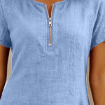 Susan | Cotton Linen Dress with Half-Zip