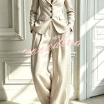 Minimalist Chic Tailored Blazer & Pleated Pant Suit