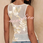 Mesh Embroidered Sleeveless Top