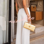 Creative Style High Rise Elastic Waist Pocket Wide Leg Pants