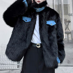 Reversible Deconstructed Leather Paneled Faux Fur Coat