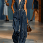 【24-hour shipping out】V-Neck Casual Retro Sleeveless Wide-Leg Denim Jumpsuit