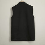 Sleeveless Waistcoat with Slant Placket and Disc Buttons