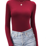 Zeagoo Womens Long Sleeve Shirts Mock Neck Basic Slim Fitted Tops