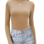 Zeagoo Womens Long Sleeve Shirts Mock Neck Basic Slim Fitted Tops