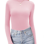 Zeagoo Womens Long Sleeve Shirts Mock Neck Basic Slim Fitted Tops