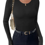 Zeagoo Women's Long Sleeve Basic Slim Fit Tops Ribbed Knit T-Shirt