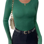 Zeagoo Women's Long Sleeve Basic Slim Fit Tops Ribbed Knit T-Shirt