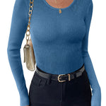 Zeagoo Women's Long Sleeve Basic Slim Fit Tops Ribbed Knit T-Shirt