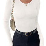 Zeagoo Women's Long Sleeve Basic Slim Fit Tops Ribbed Knit T-Shirt
