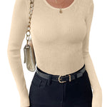 Zeagoo Women's Long Sleeve Basic Slim Fit Tops Ribbed Knit T-Shirt