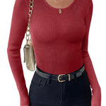 Zeagoo Women's Long Sleeve Basic Slim Fit Tops Ribbed Knit T-Shirt