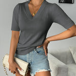 Zeagoo Short Sleeve Sweaters Soft Casual V Neck Pullover Tops
