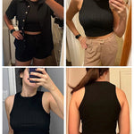 Zeagoo Tank Top for Women Ribbed Knit Sleeveless Crop Tops Summer Crew Neck Cropped Racerback Camisole  (US Only)