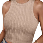 Zeagoo Tank Top for Women Ribbed Knit Sleeveless Crop Tops Summer Crew Neck Cropped Racerback Camisole  (US Only)
