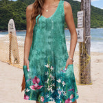 Zeagoo Loose V Neck Sleeveless Sundresses Swimsuit Coverup
