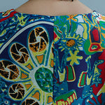 Art O-Neck Print Maxi Dress Short Sleeve
