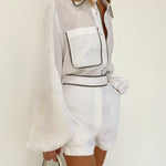 Sienna Wentworth | Contrast Trim Linen Shorts Set For Women