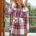 Zeagoo Plaid Shacket Jacket Button Down Trench Coats