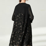 Beautiful Black Lace Patchwork Fall Dress Long Sleeve