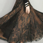 Beautiful Chocolate Embroideried Floral High Waist Flatering Tulle Maxi Skirt Spring