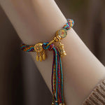 Beautiful Rainbow Alloy Floral Tassel Chain Bracelet