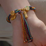 Beautiful Rainbow Alloy Floral Tassel Chain Bracelet