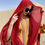 Beautiful Red Oversized Solid Linen Beach Scarf