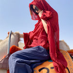 Beautiful Red Oversized Solid Linen Beach Scarf