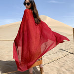 Beautiful Red Oversized Solid Linen Beach Scarf