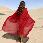 Beautiful Red Oversized Solid Linen Beach Scarf