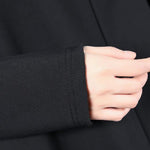 Beautiful black cotton clothes For Women asymmetric hem oversized high neck tops