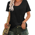 Zeagoo Women's Chest Pocket T Shirt Blouses Tops