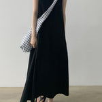 Black O-Neck Cotton Robe Dresses Sleeveless