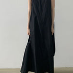 Black O-Neck Cotton Robe Dresses Sleeveless