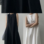 Black O-Neck Cotton Robe Dresses Sleeveless