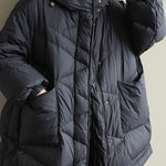 Black zippered Button Loose Winter Duck Down Jackets