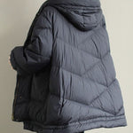 Black zippered Button Loose Winter Duck Down Jackets
