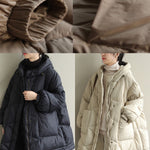 Black zippered Button Loose Winter Duck Down Jackets
