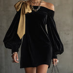 Sol | Black velvet mini dress