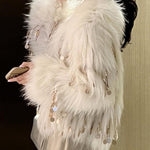 Bohemian Beige Sequins Tassel Mink Hair Coats Winter