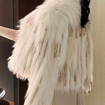 Bohemian Beige Sequins Tassel Mink Hair Coats Winter