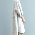 Bohemian lapel Button Down cotton top silhouette Organic Fashion beige Plus Size Clothing blouses Summer