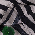 Boho Black Loose O-Neck Ruffled Fall Striped Shirt Top Half Sleeve